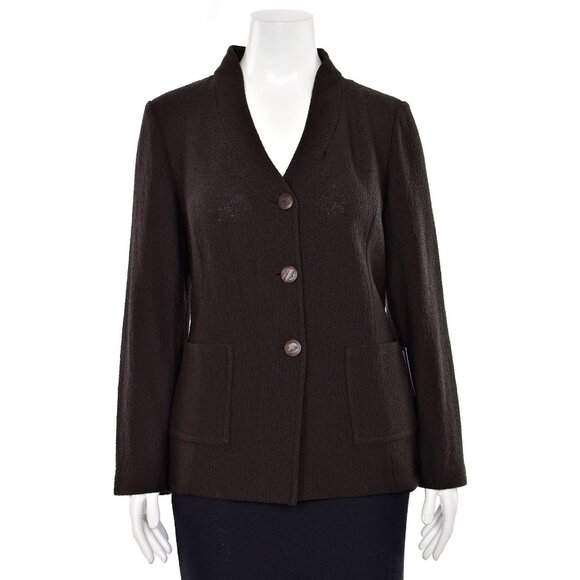 St. John Knits 3-Button Jacket in Dark Brown sz 16 - Picture 1 of 9